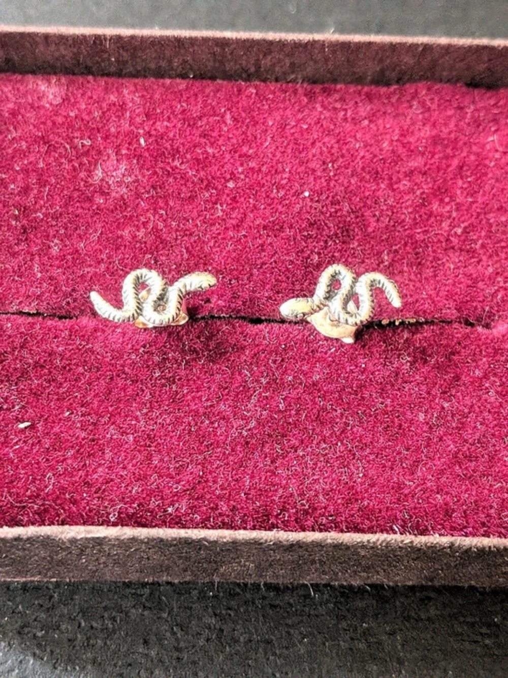 Vintage Sterling Silver 925 Snake Stud Earrings